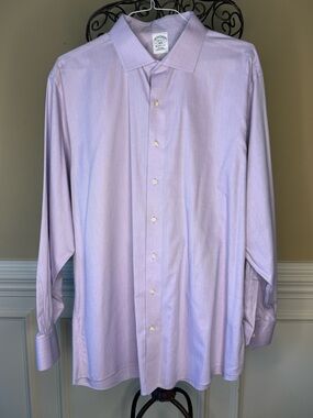 Brooks Brothers Shirt Mens 18 - 6/7 Lilac Cotton Long Sleeve Regent Business